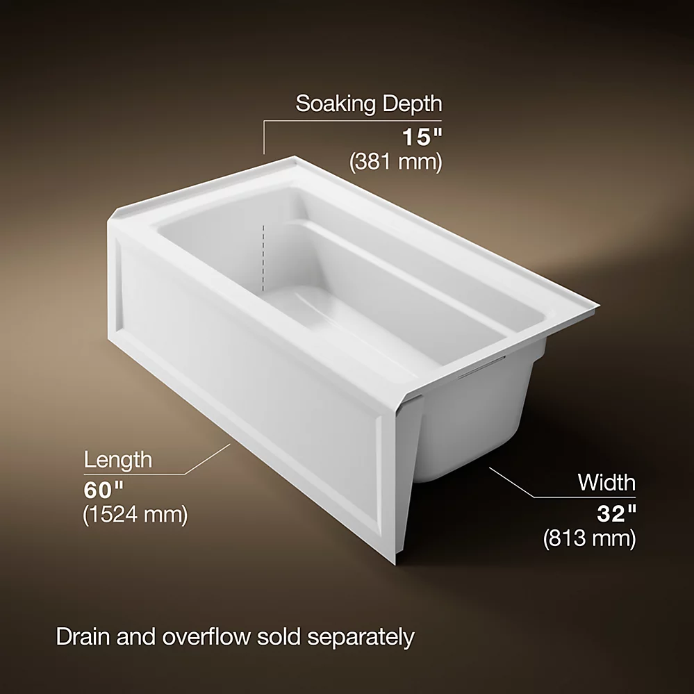 Kohler 1123-RAW-0 Archer Bask Ia Bath, 5' Rh Drain