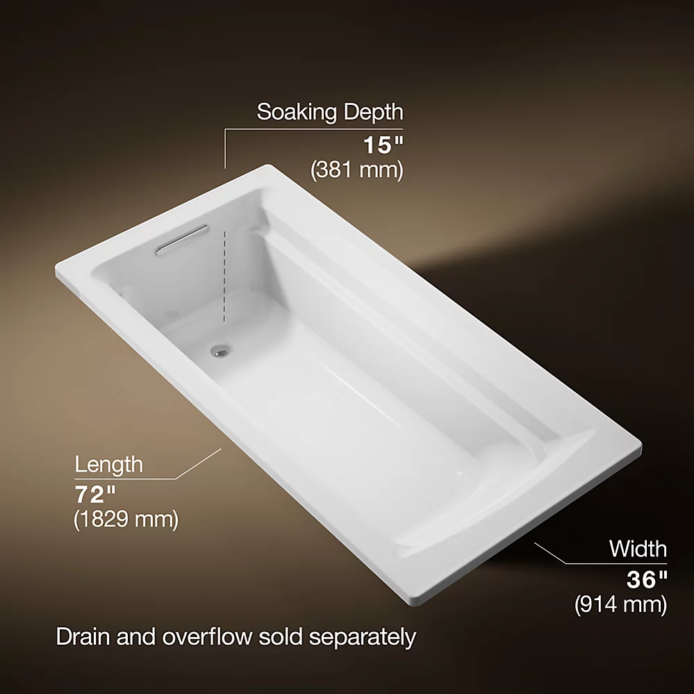 Kohler 1125-0 Archer Drop-In Bath, 6'
