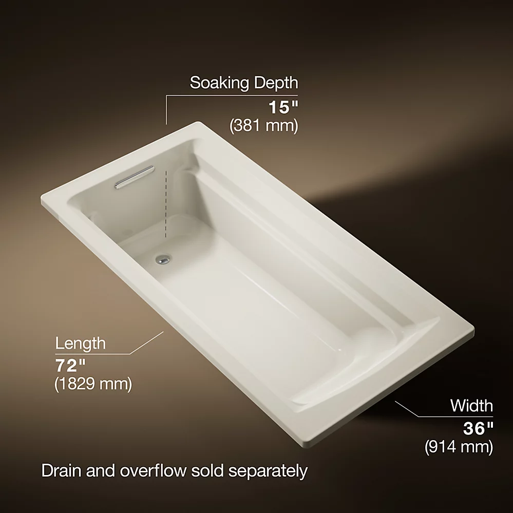 Kohler 1125-96 Archer Drop-In Bath, 6'
