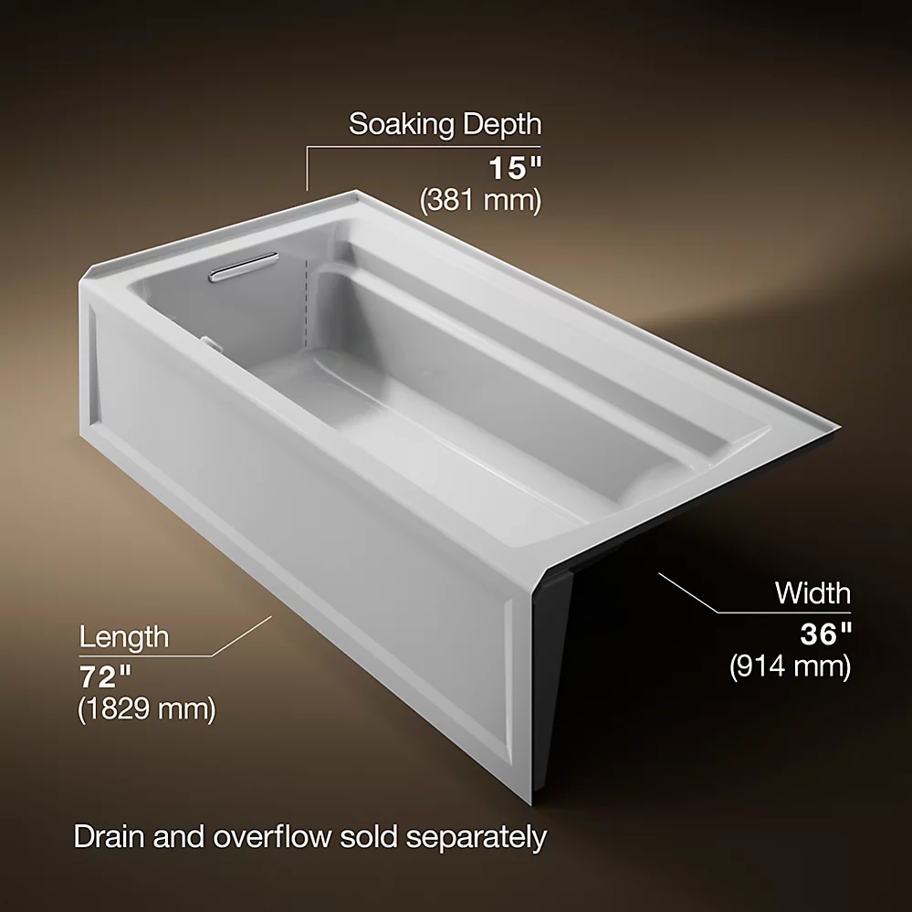 Kohler 1125-LAW-95 Archer Bask Ia Bath, 6', Lh Apron