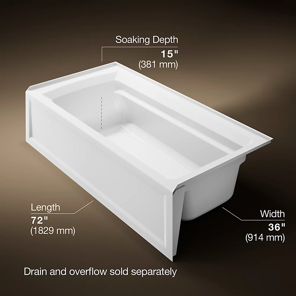 Kohler 1125-RA-0 Archer Ia Bath, 6', Rh Apron