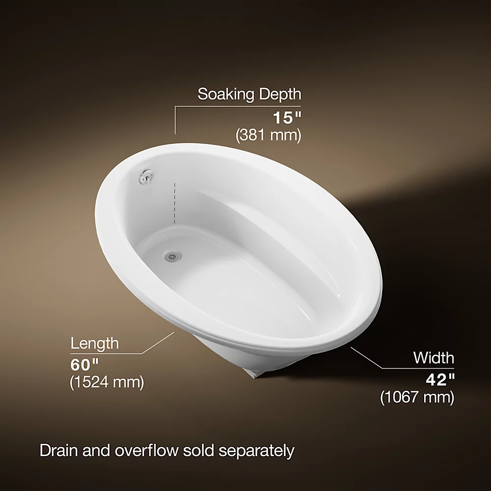 Kohler 1163-0 Sunward 60X42 Oval Bath, Drop-In