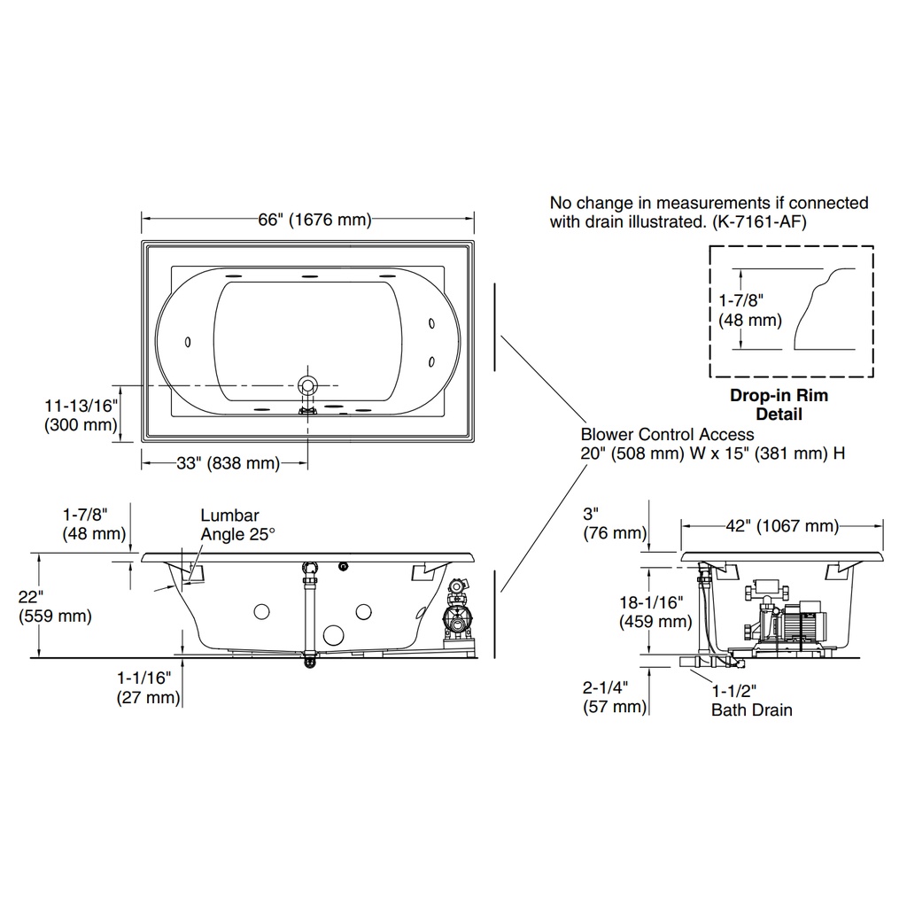 Kohler 1170-JH-0 Memoirs 5.5' Flexjet Whirlpool