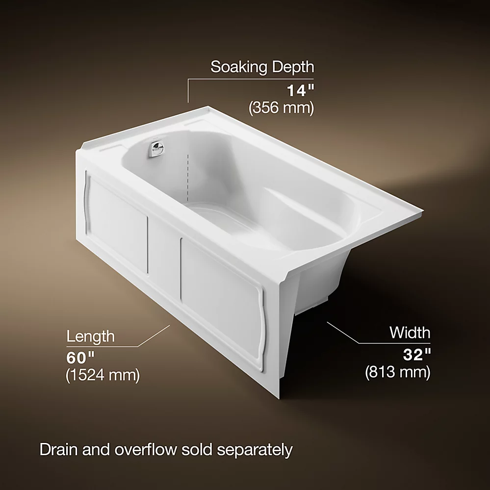 Kohler 1184-LA-0 Devonshire 5' Bath, Lh Apron