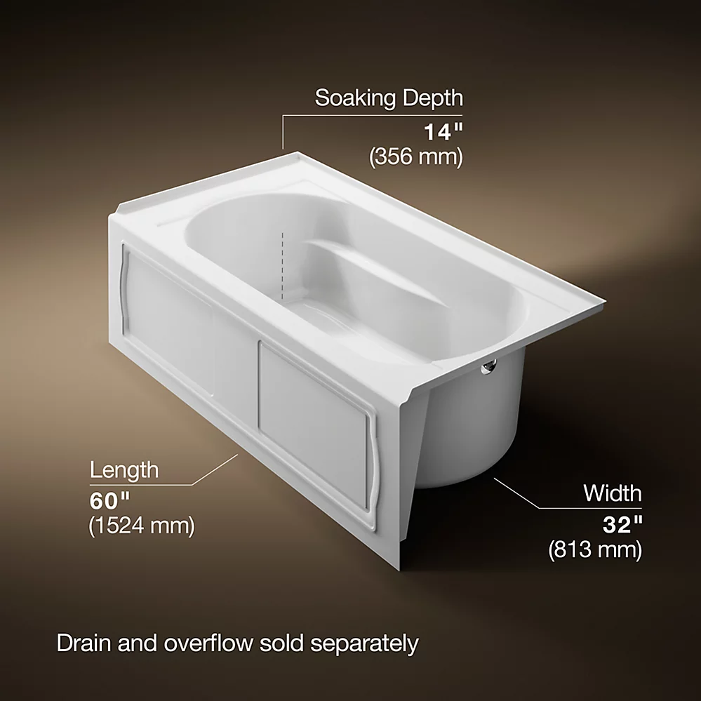 Kohler 1184-RA-0 Devonshire 5' Bath, Rh Apron
