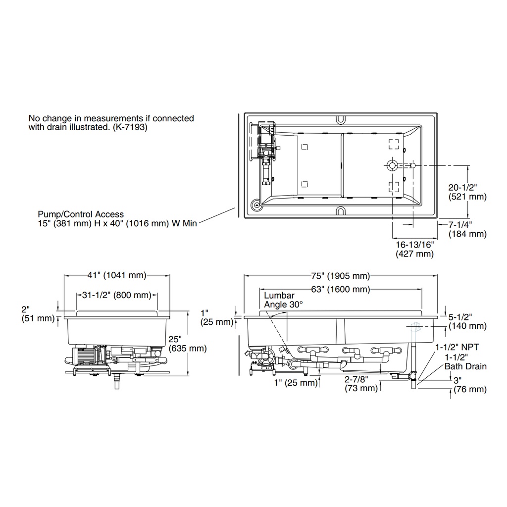 Kohler 1188-C1-0 Sok Bath, Variable Speed Pump 4Kw
