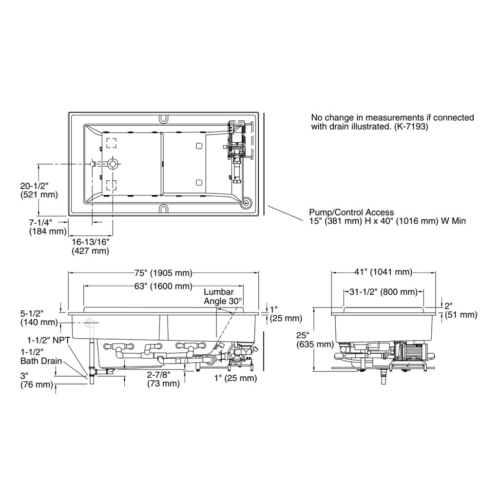Kohler 1189-RE-0 Sok Bath, Variable Speed Pump 4Kw