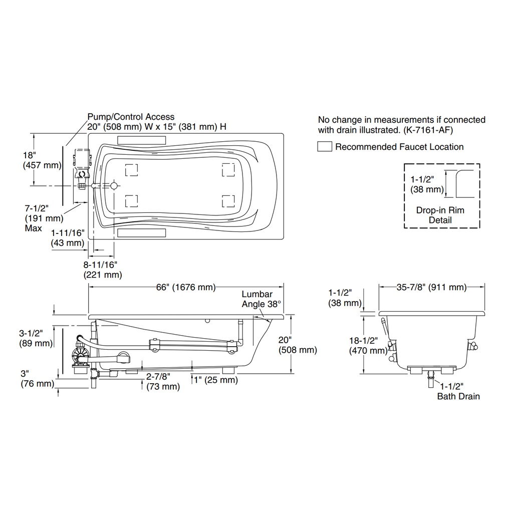 Kohler 1224-CB-0 Mariposa 5-1/2 Wp D-I Usa 120V Cust Pump