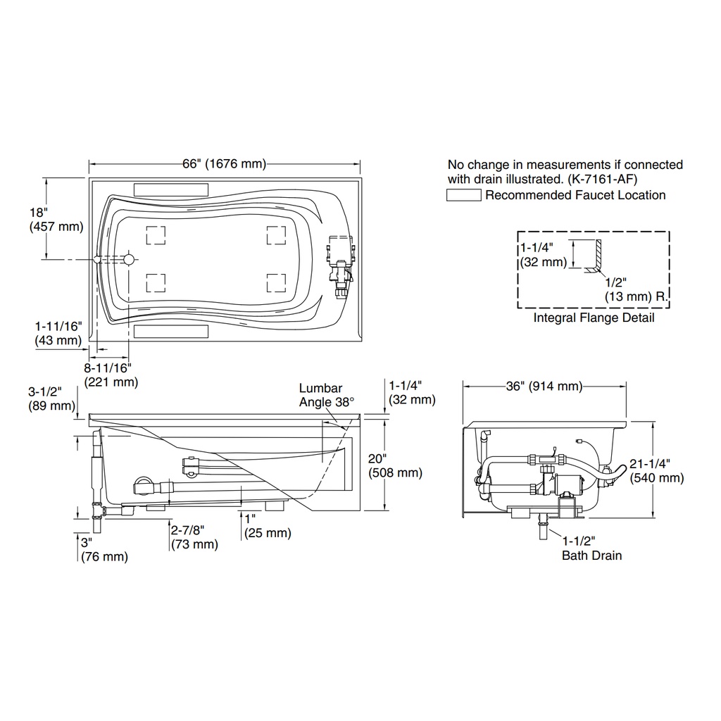 Kohler 1224-HL-0 Mariposa 5.5 Wp Int Apn Usa Lh 120V Heat