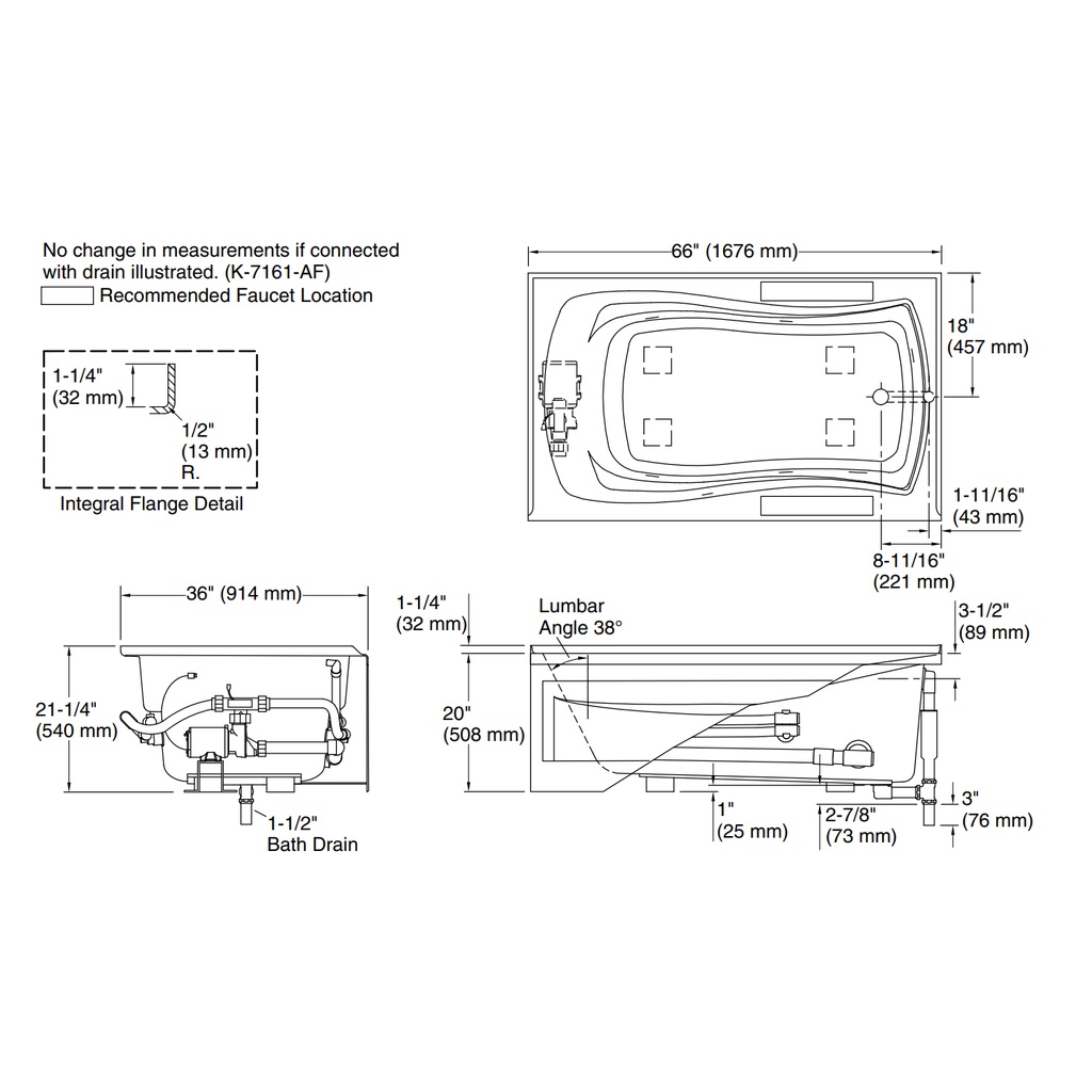 Kohler 1224-HR-0 Mariposa 5.5 Wp Int Apn Usa Rh 120V Heat