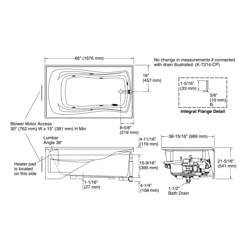 Kohler 1224-RAW-0 Mariposa Bask 5.5' Wp Int Apron Usa Rh