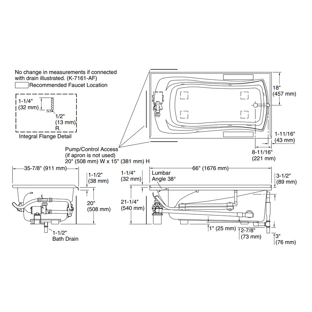 Kohler 1224-RH-0 Mariposa 5-1/2 Wp Flg Usa Rh 120V Heat
