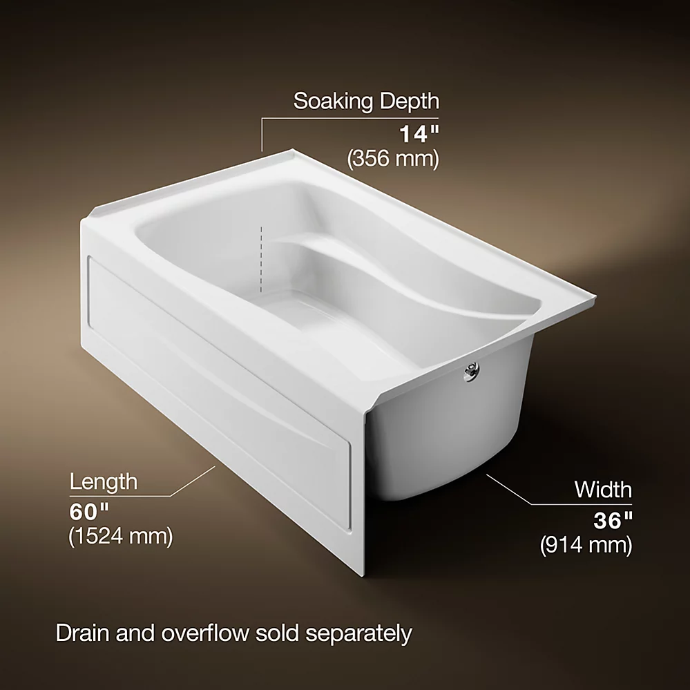 Kohler 1242-RA-0 Mariposa 5' Bath, W/Apron, Rh