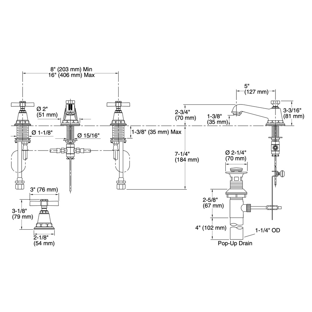 Kohler 13132-3A-BN Pinstripe Pure Widespread Lav Faucet
