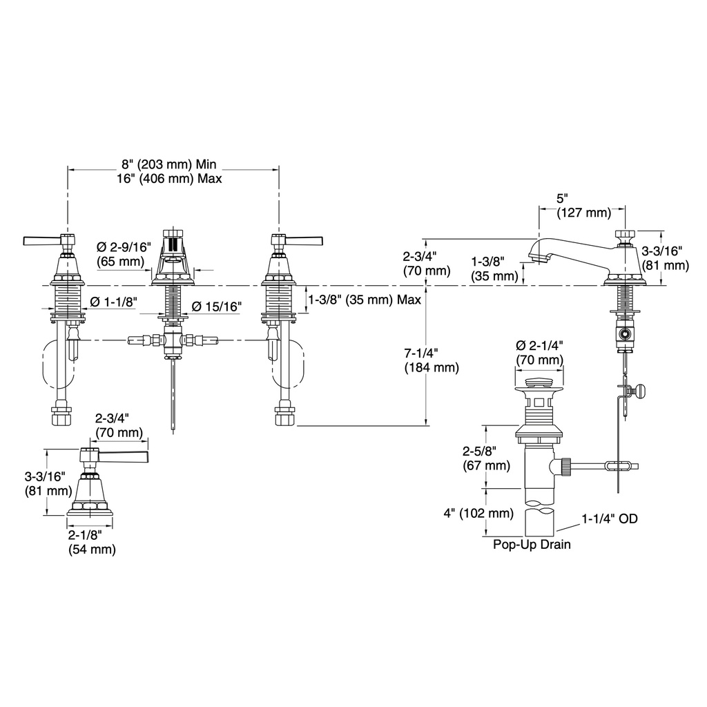 Kohler 13132-4A-BN Pinstripe Pure Widespread Lav Faucet