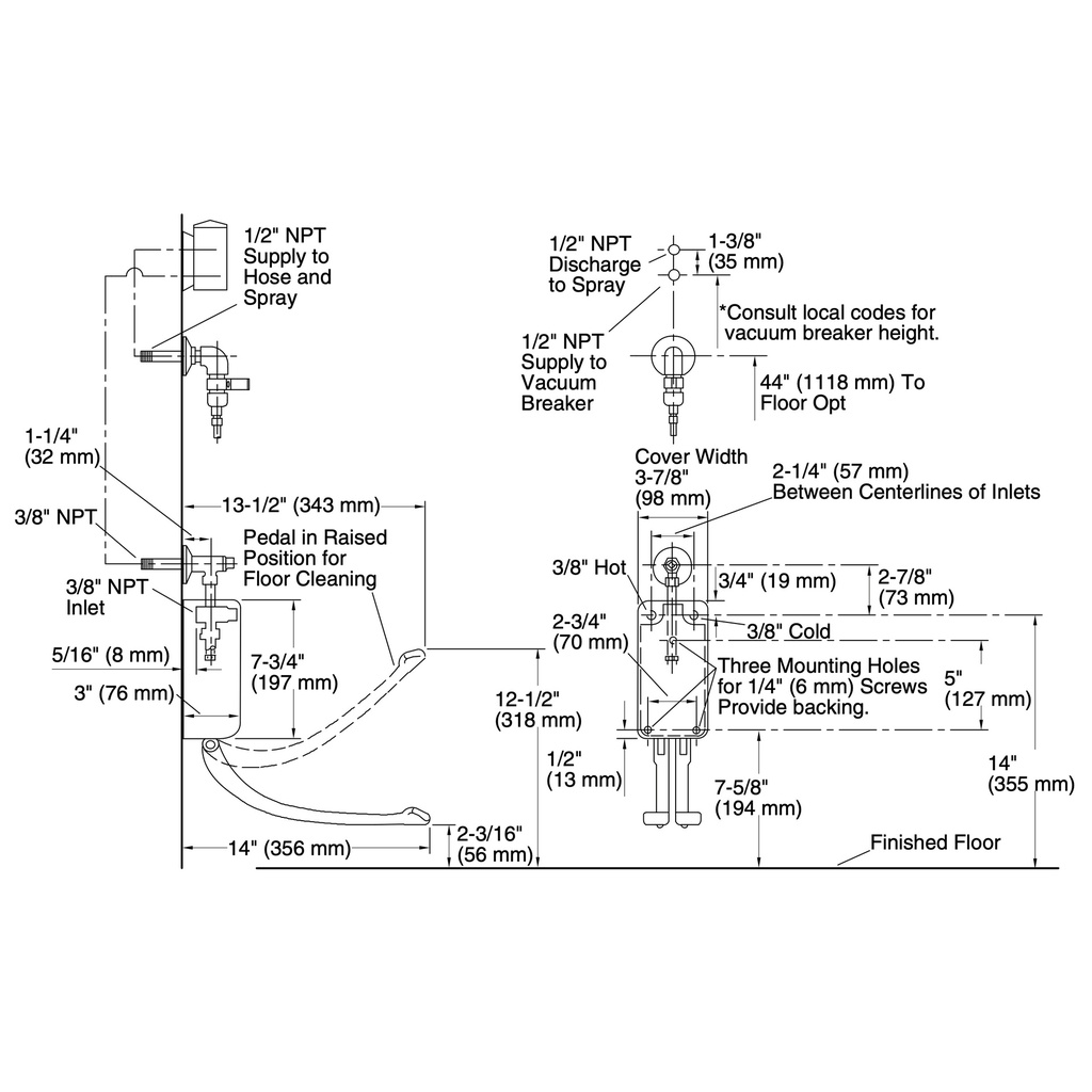 Kohler 13960-CP Bedpan Washer/Dbl Control/W-Mt
