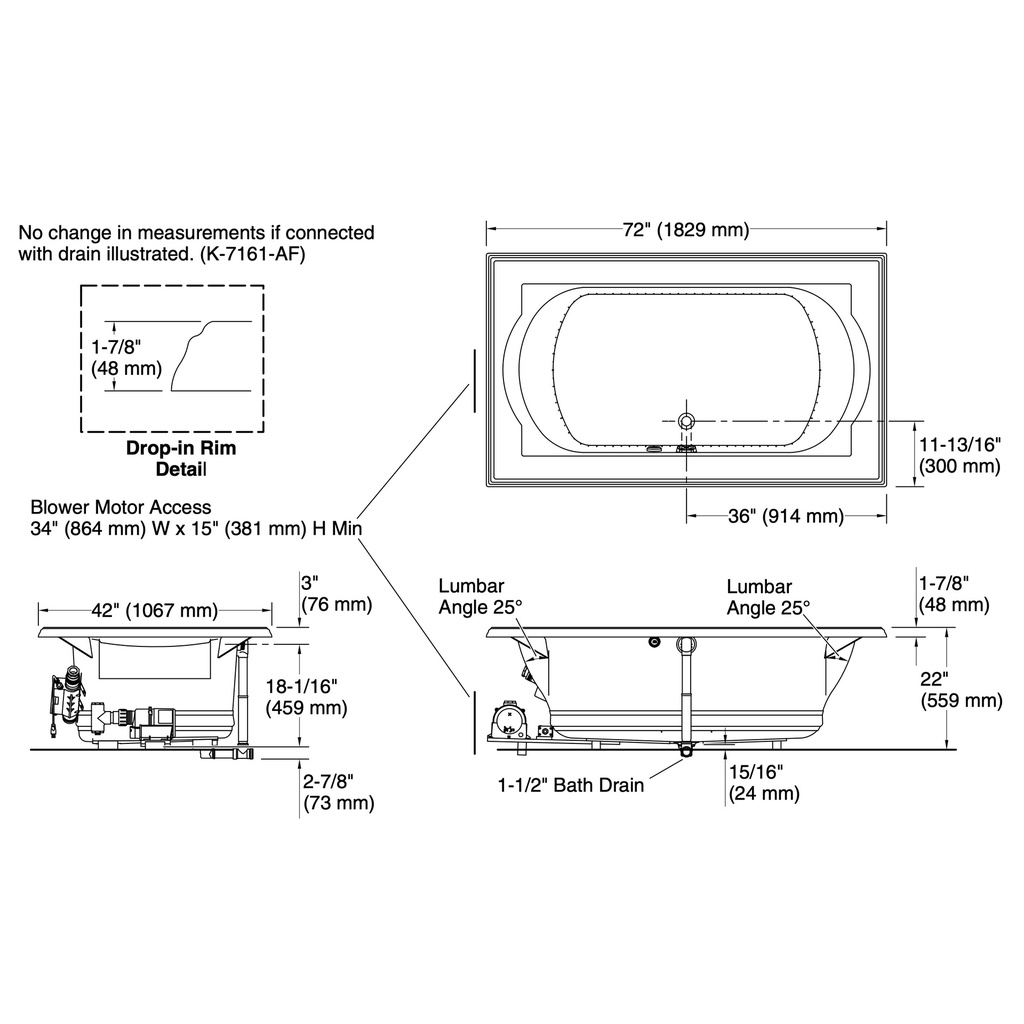 Kohler 1418-GH-96 Memoirs 6' Heated Bubblemassage Bath
