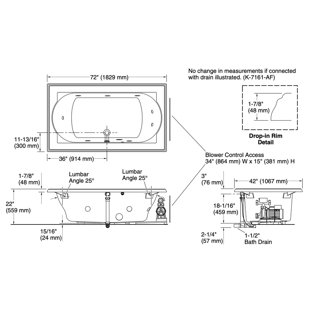 Kohler 1418-JH-96 Memoirs 6' Flexjet Whirlpool