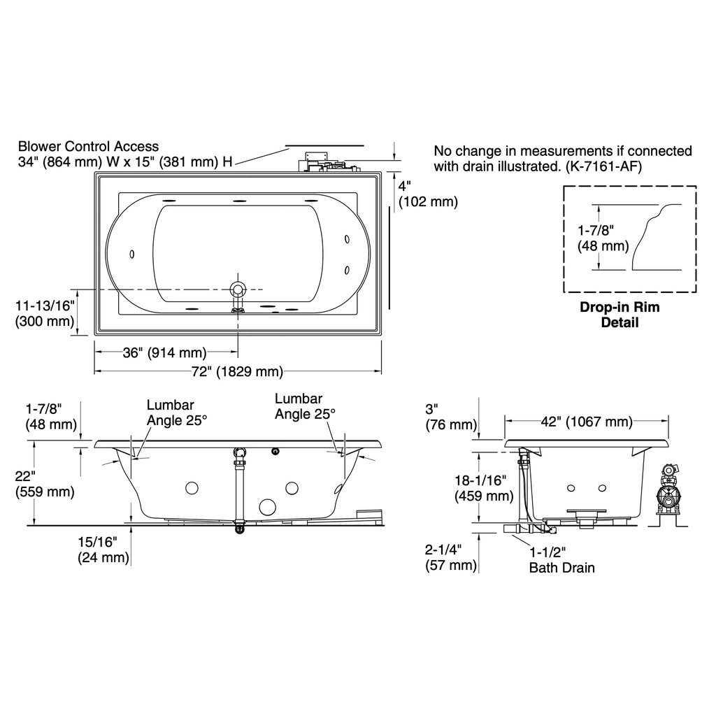 Kohler 1418-JHH-0 Memoirs 6' Flexjet Whirlpool