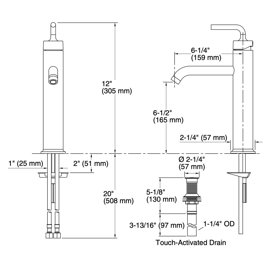 Kohler 14404-4A-2MB Purist Single Control Lavatory Faucet