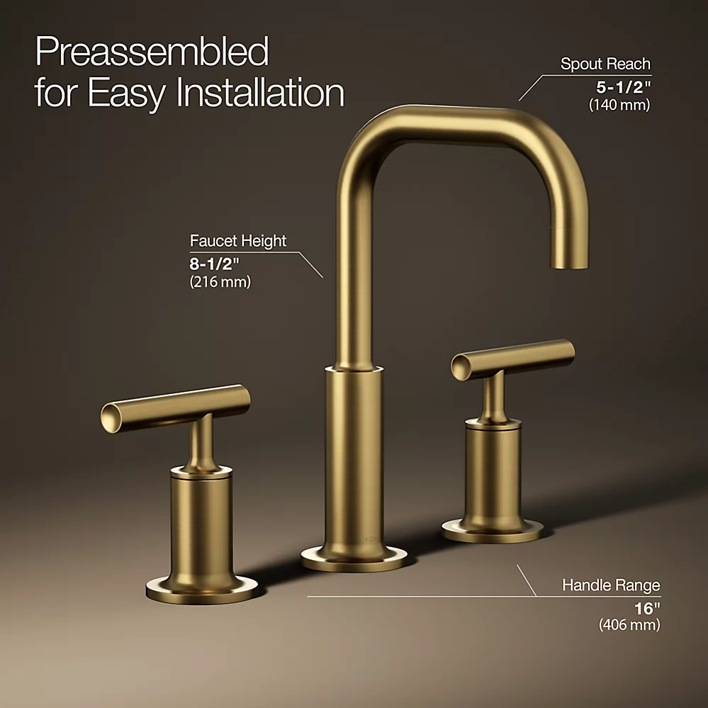 Kohler 14406-4-2MB Purist Lavatory Faucet Vibrant Brushed Moderne Brass