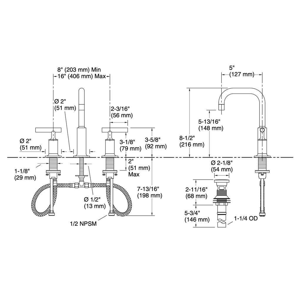 Kohler 14406-4-2MB Purist Lavatory Faucet Vibrant Brushed Moderne Brass