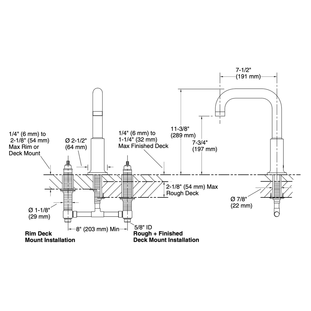 Kohler 14430-TT Purist Deck-Mount Spout Non-Diverter