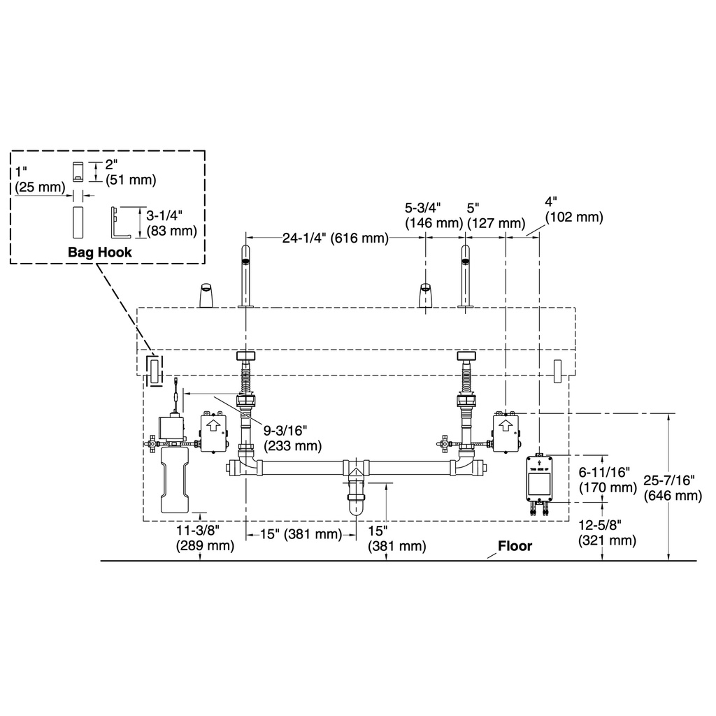 Kohler 181032-BB1-CP Constellation Oblo 60 Trough Dm
