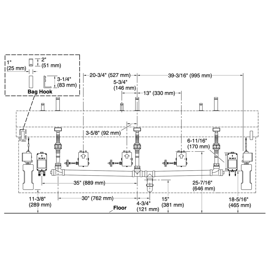 Kohler 181033-BC1-CP Constellation Composed 90 Trough Dm
