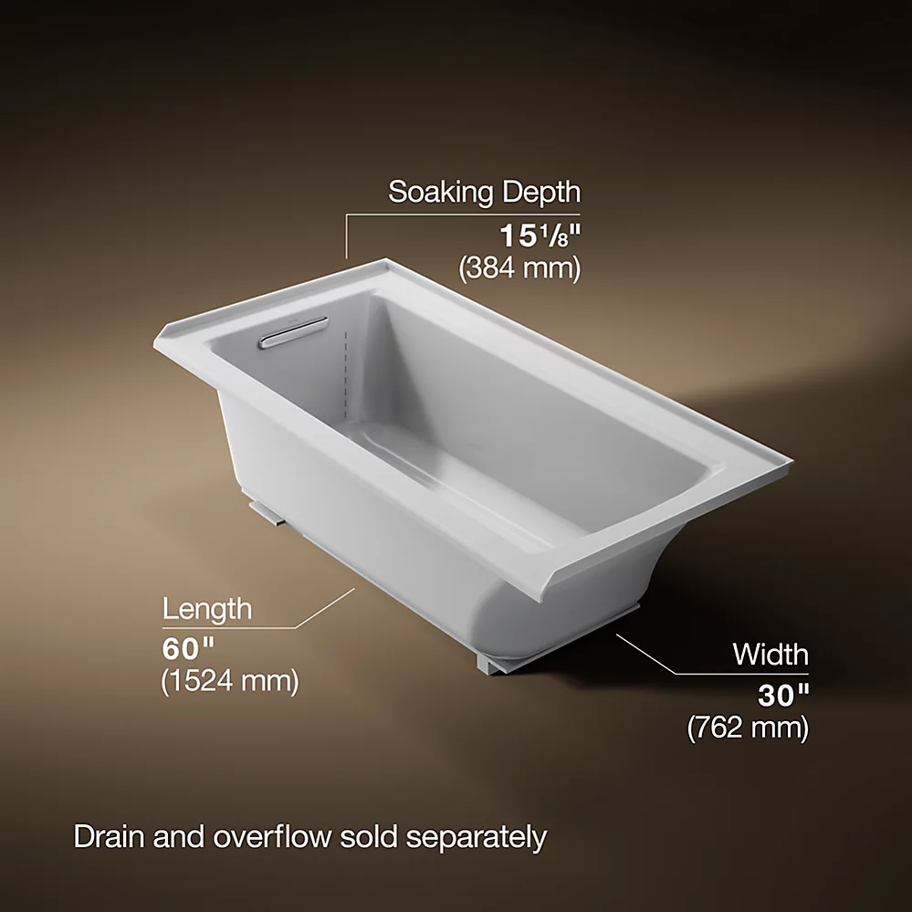 Kohler 1946-L-95 Archer 60X30 3-Flange Bath