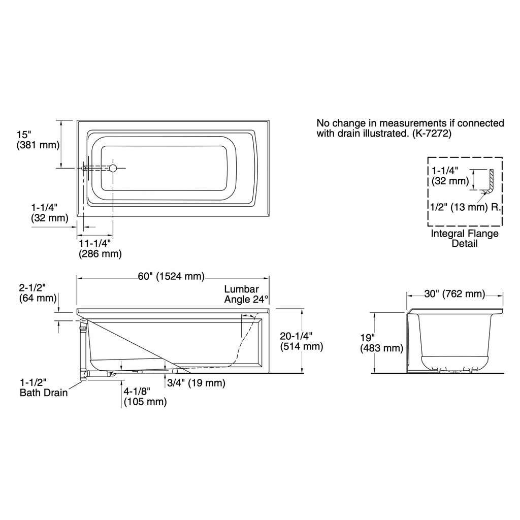 Kohler 1946-LA-0 Archer 60X30 Ia Bath