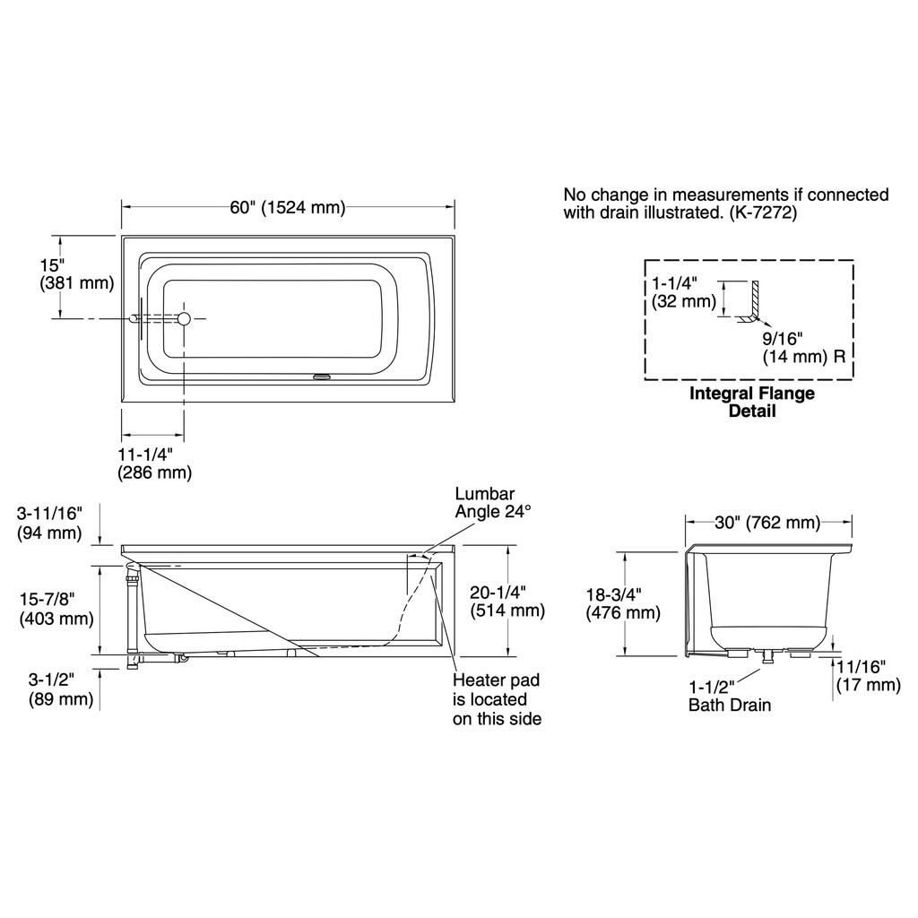 Kohler 1946-LAW-7 Archer Bask 60X30 Ia Bath