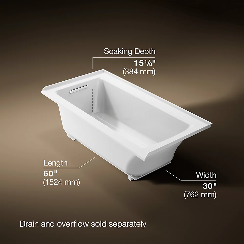 Kohler 1946-LW-0 Archer Bask 60X30 3-Flange Bath