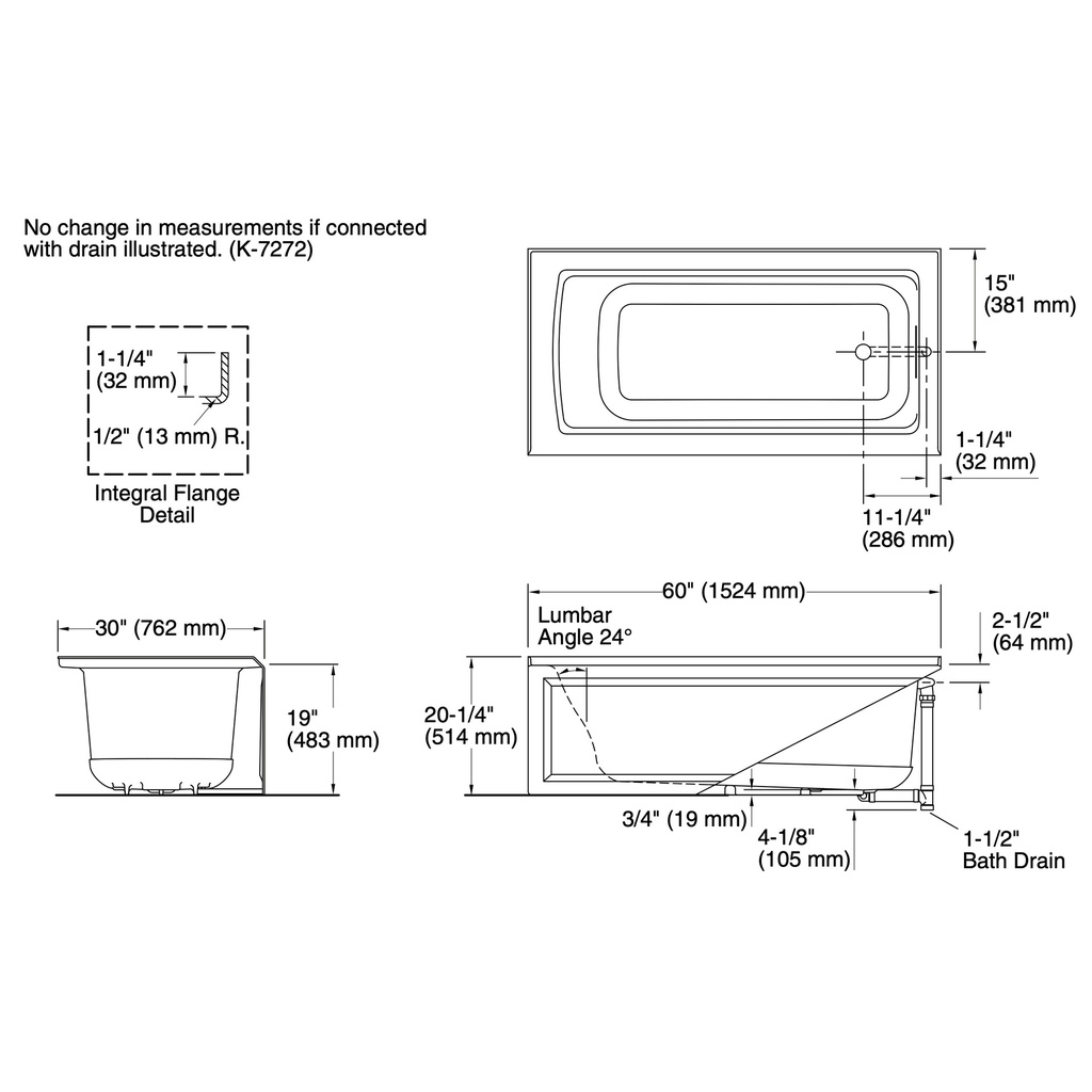 Kohler 1946-RA-7 Archer 60X30 Ia Bath