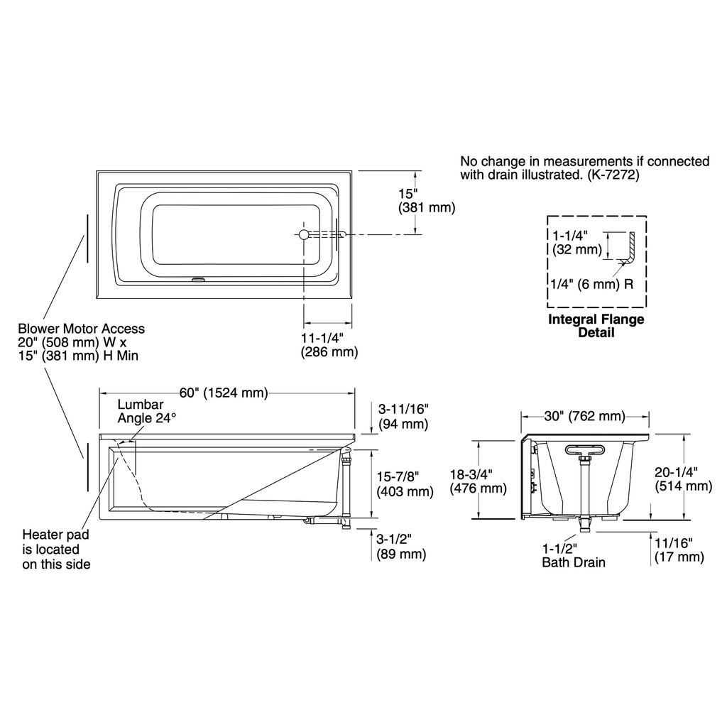 Kohler 1946-RAW-95 Archer Bask 60X30 Ia Bath