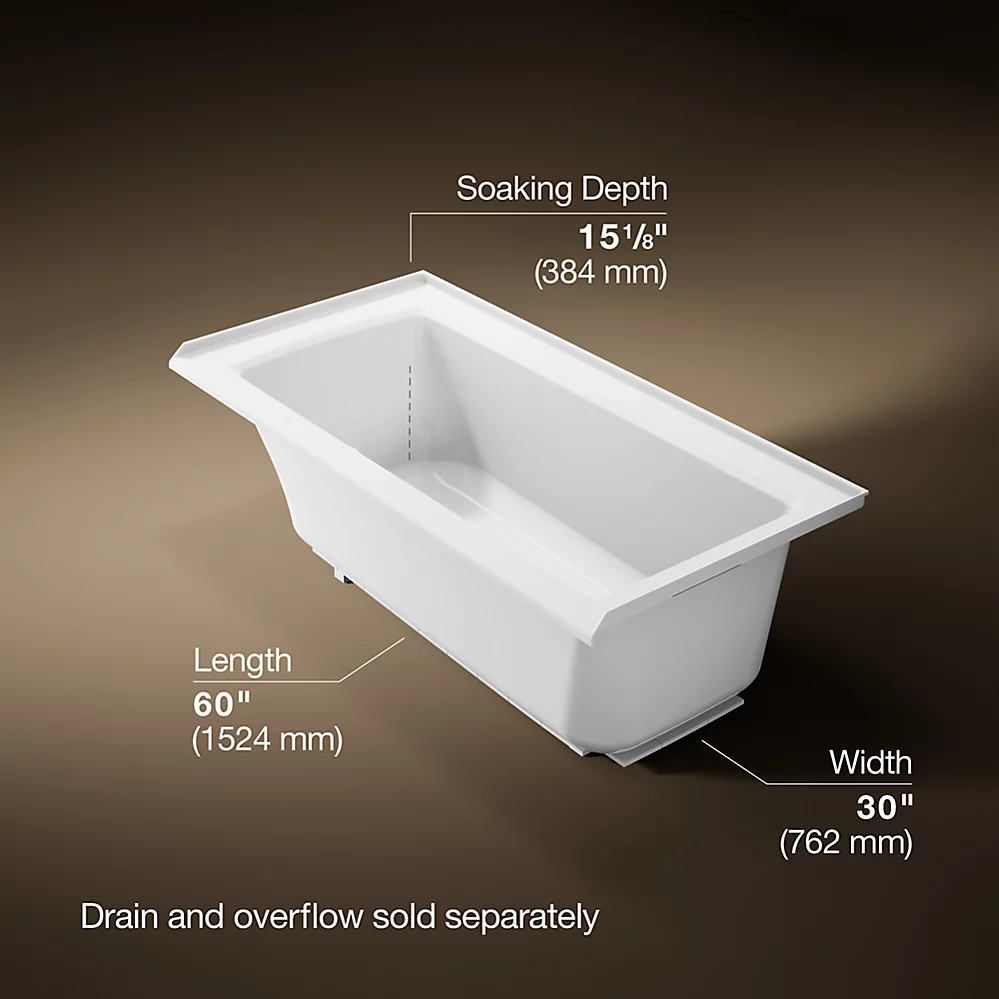Kohler 1946-RW-0 Archer Bask 60X30 3-Flange Bath