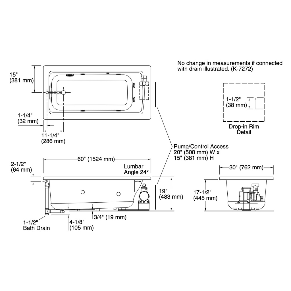 Kohler 1947-0 Archer 60X30 Drop-In Fj Whirlpool