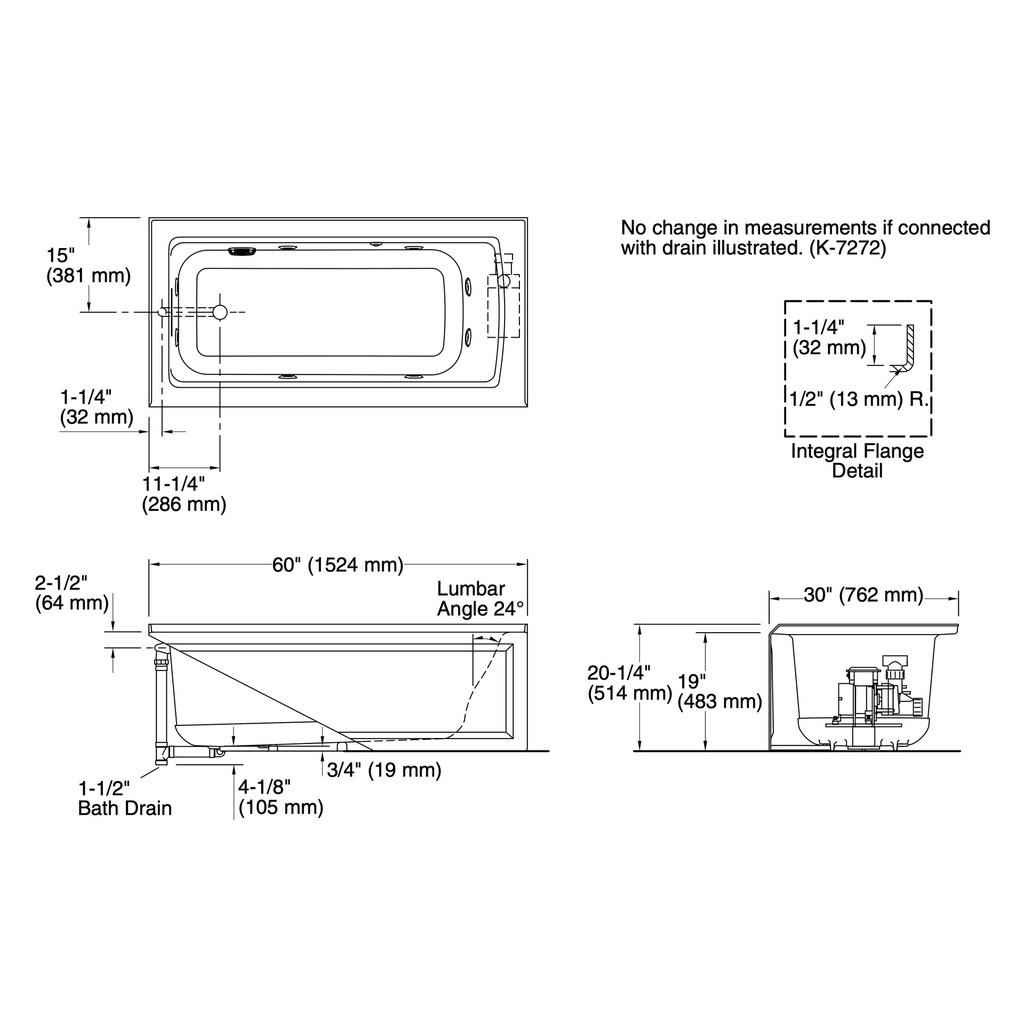 Kohler 1947-HLA-95 Archer 60X30 Ia Fj Whirlpool, Heat