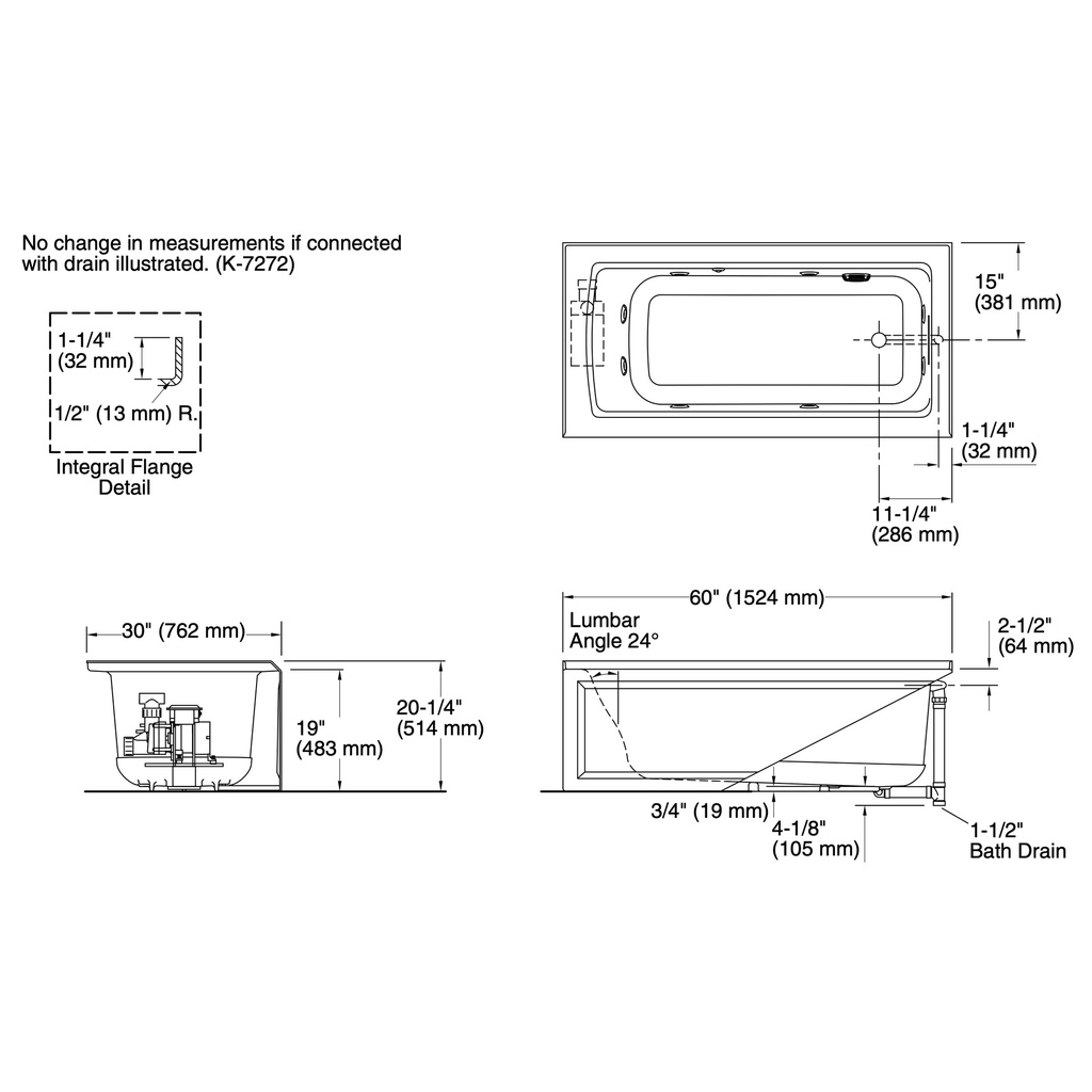 Kohler 1947-HRA-95 Archer 60X30 Ia Fj Whirlpool, Heat
