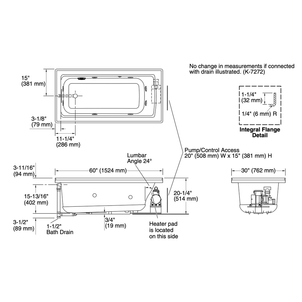 Kohler 1947-LW-96 Archerbask60X30 Di Fj Whirlpool Lh Flg