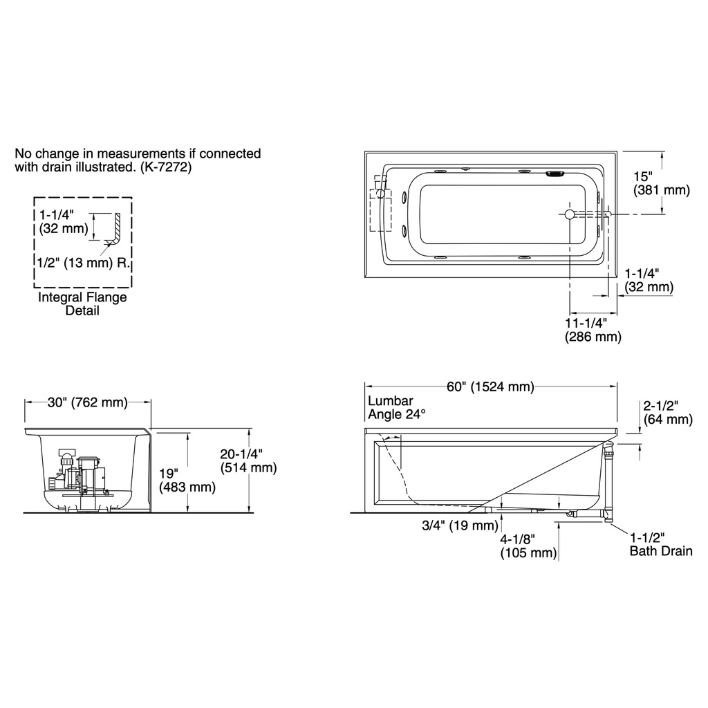 Kohler 1947-RA-0 Archer 60X30 Ia Fj Whirlpool