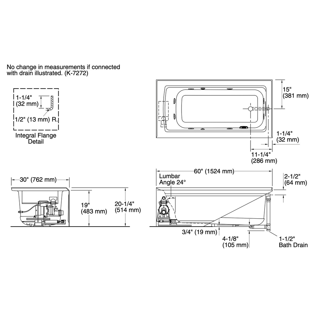 Kohler 1947-RAW-0 Archer Bask 60X30 Ia Fj Whirlpool