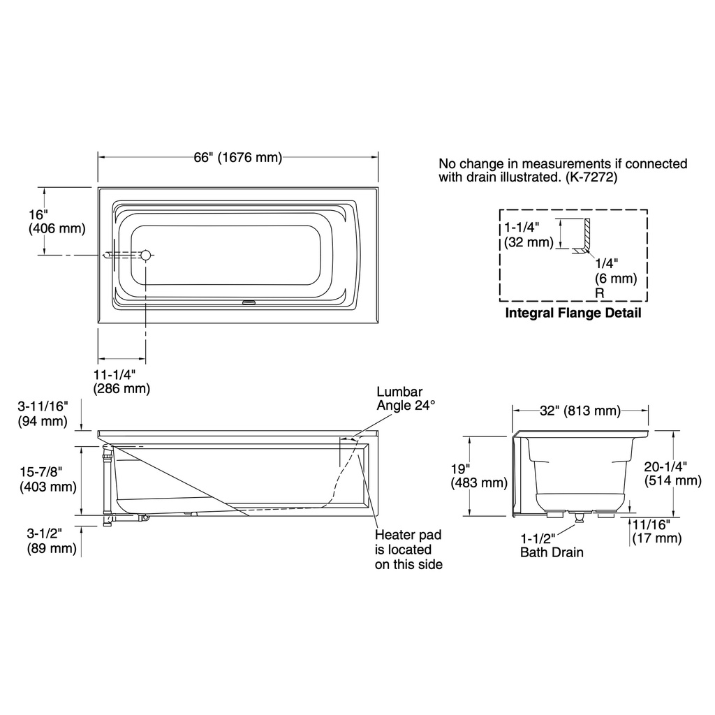 Kohler 1948-LAW-7 Archer Bask 66X32 Ia Bath