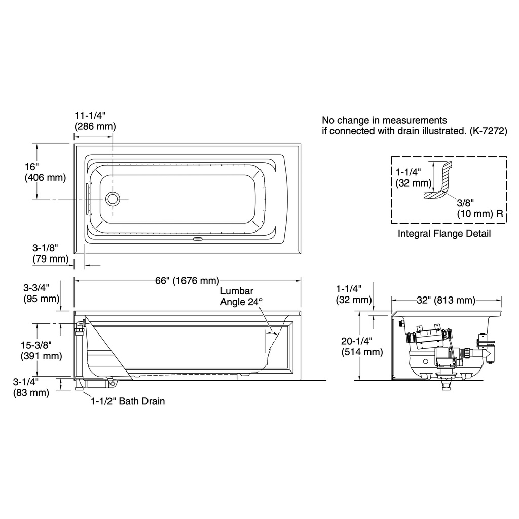 Kohler 1949-GHLA-7 Archer Heated Bbm 55' Ia Bath