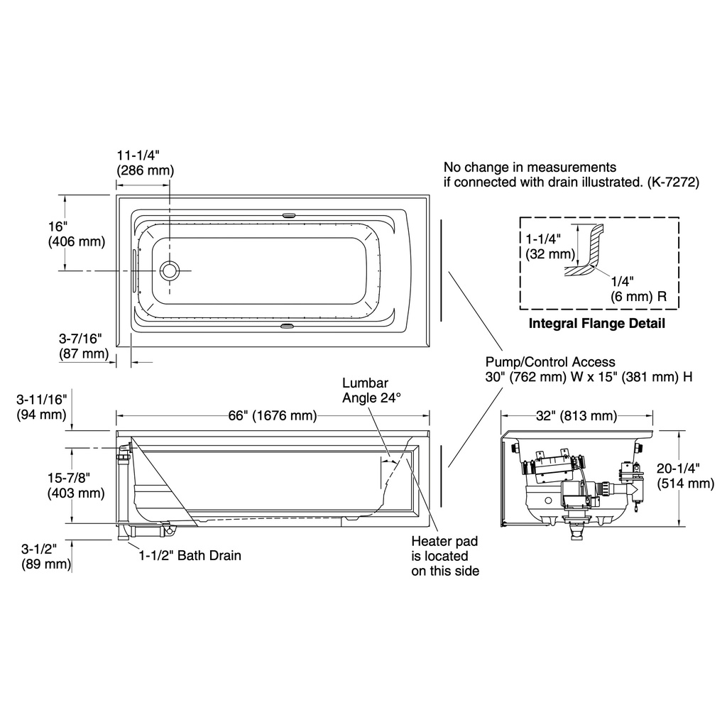 Kohler 1949-GHLAW-95 Archer Heated Bbm Bask Ia Bath