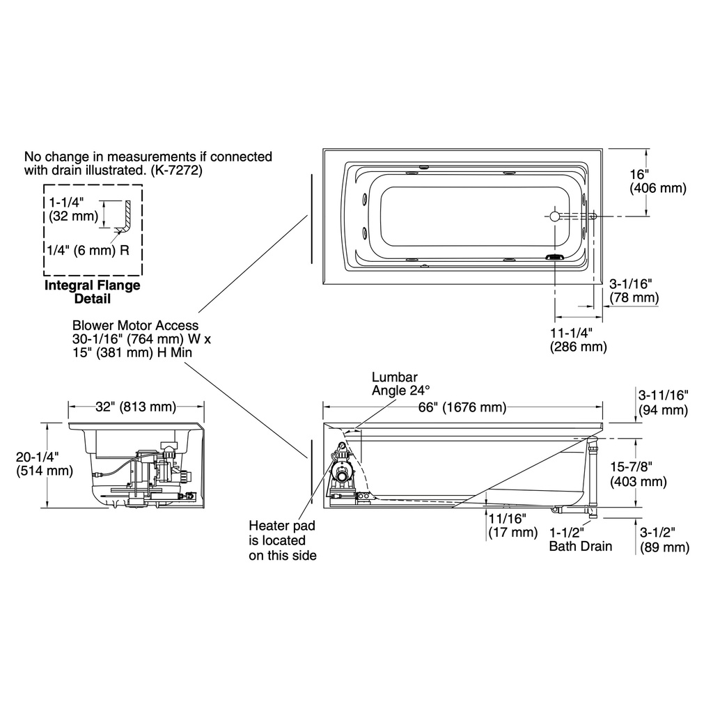 Kohler 1949-RAW-95 Archer Bask Ia Fj Whirlpool, 5.5'