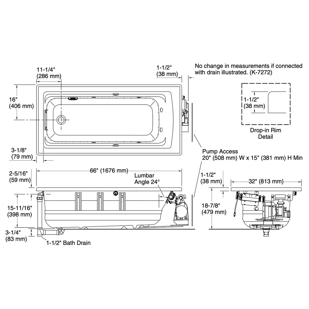 Kohler 1949-XHGH-95 Archer Heated Bbm 66X32 Wp Di