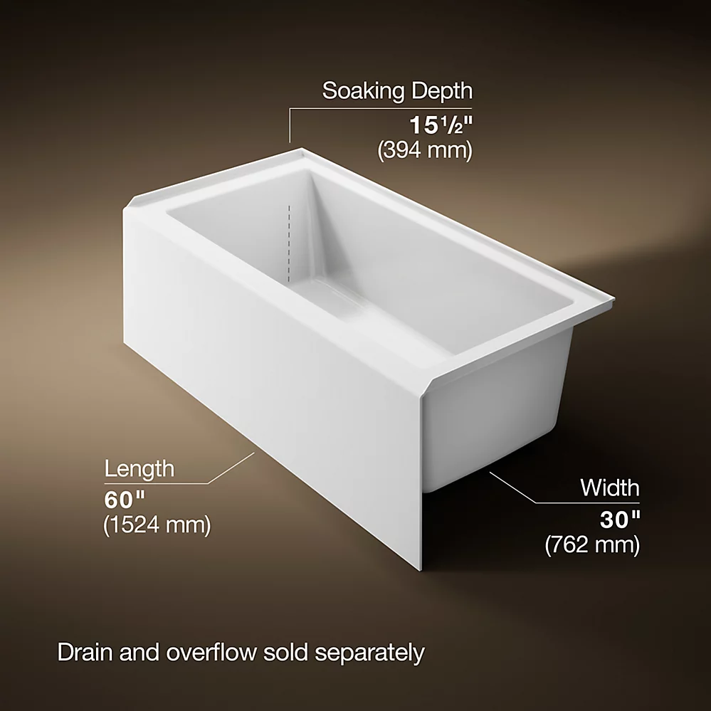 Kohler 1956-RA-0 Underscore 60X30 Ia Bath, Rh