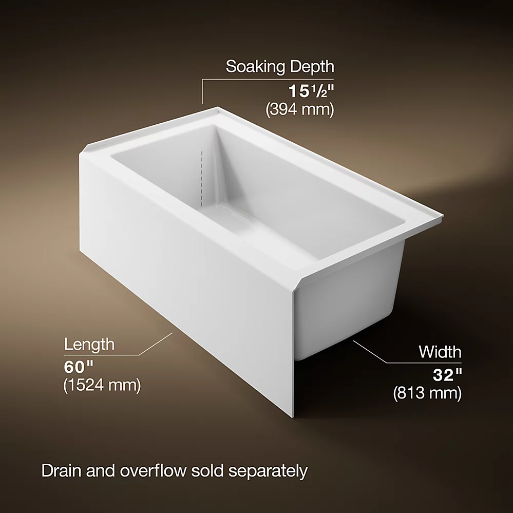 Kohler 1957-RA-0 Underscore 60X32 Ia Bath, Rh