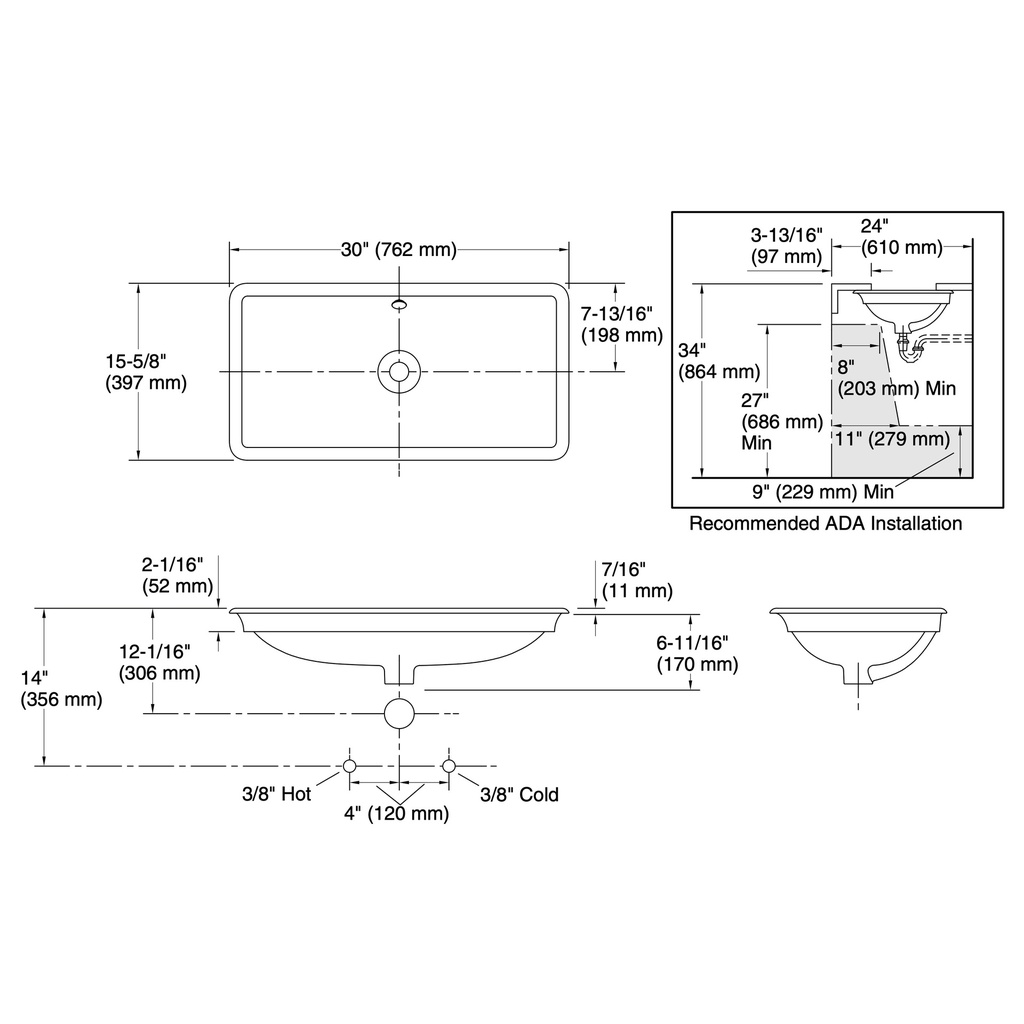 Kohler 20212-7 Iron Plains Wading Pool Lrg Rect Lav